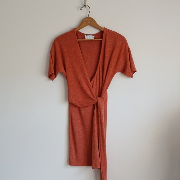 ASOS- Design- Orange/Rust- Wrap Dress- Size small- flattering silhouette - Picture 2 of 5